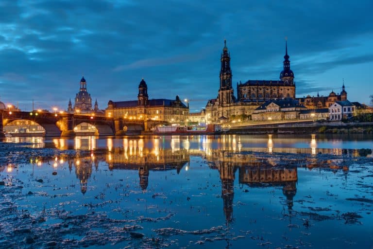 The landmarks of Dresden at night