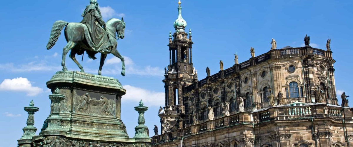 Sculpture and Hofkirche in Dresden